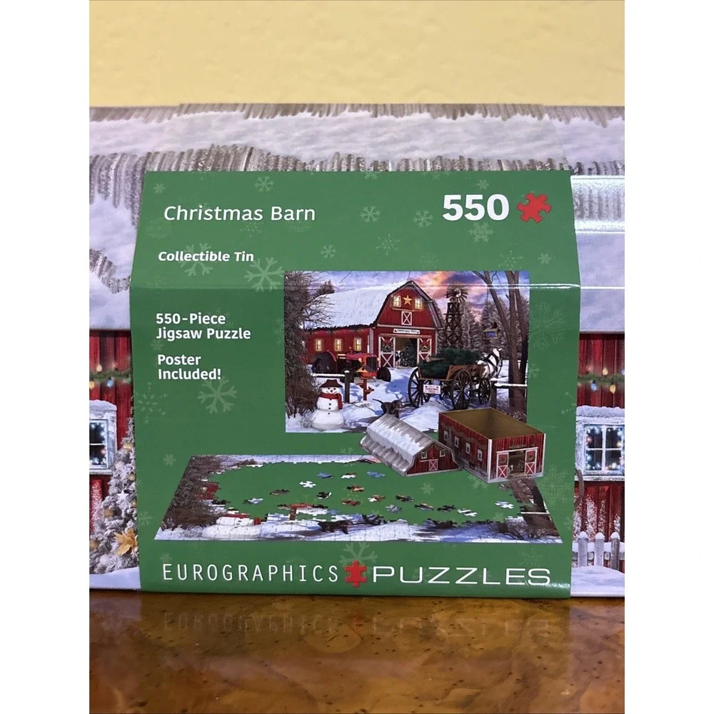 Eurographics Christmas Barn Puzzle 550 Pieces Collectible Tin